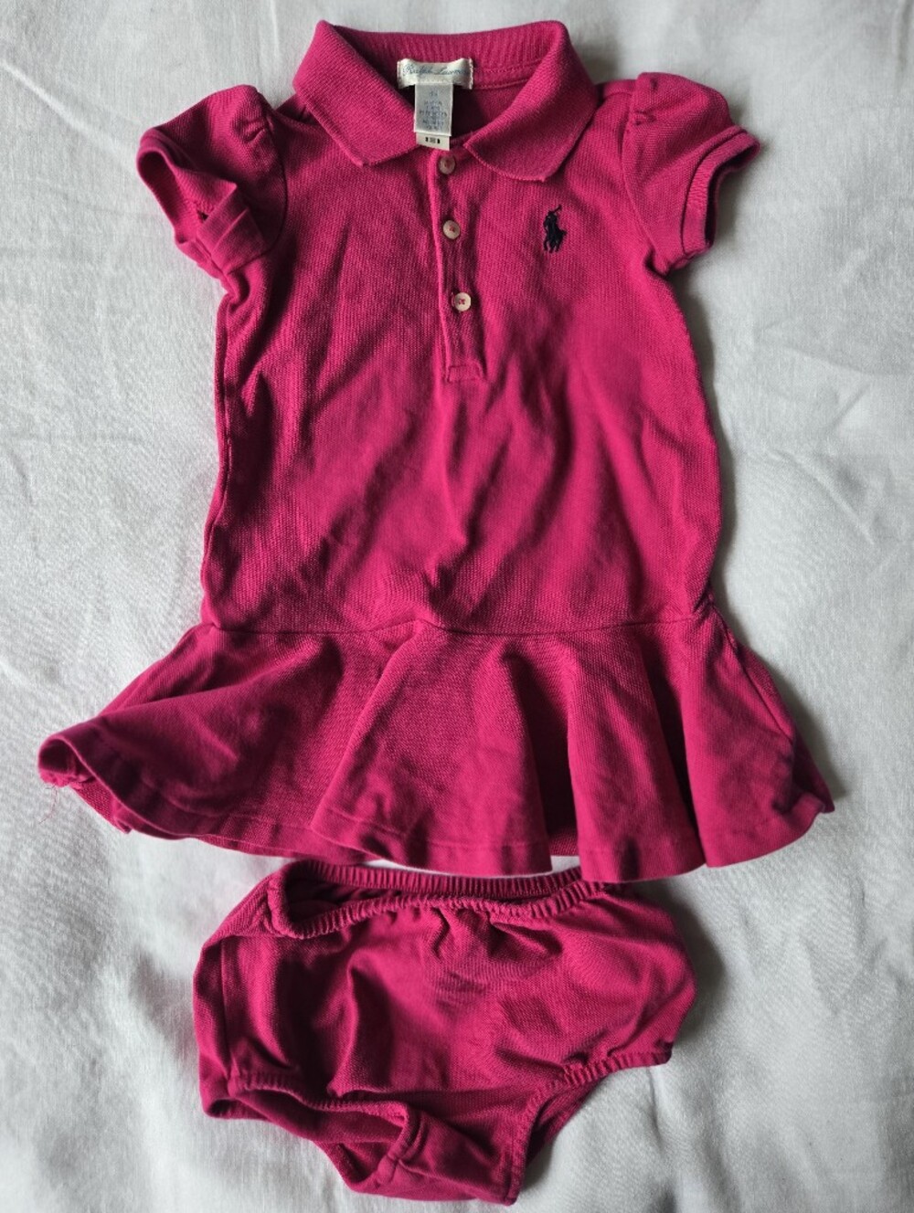 Ralph Lauren Baby Pink Polo Dress & Bloomers Set | Size 9M